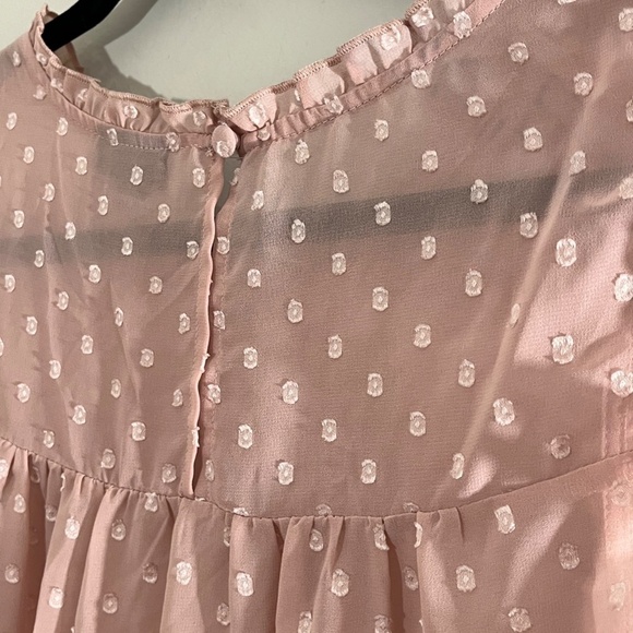 Torrid Top 14 Pink Chiffon Swiss Dot Tank Feminine Coquette Mature Ballerina 80s - Picture 11 of 15